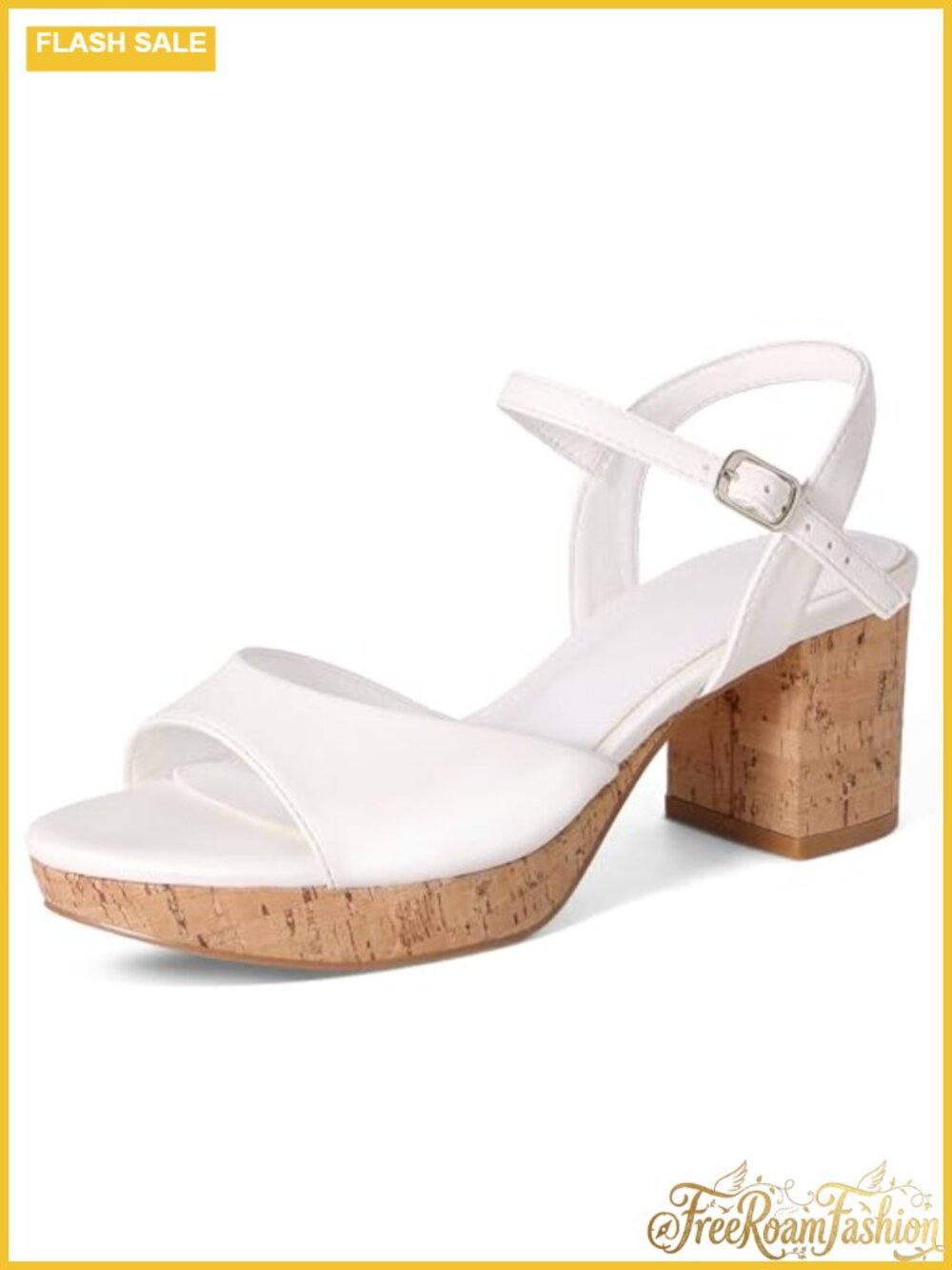 Women's Low Chunky Block Heel Platform Ankle Strap Buckle Sandals Open Toe